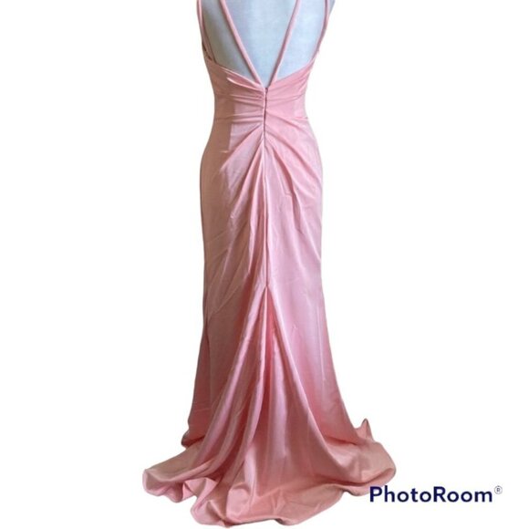 Long Pink Flattering Prom Dress With Straps US 6 - Picture 3 of 6